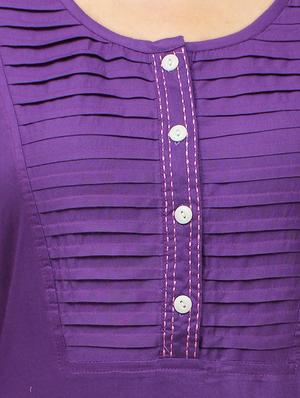 purple plain cotton kurta - 11915989 - Standard Image - 4