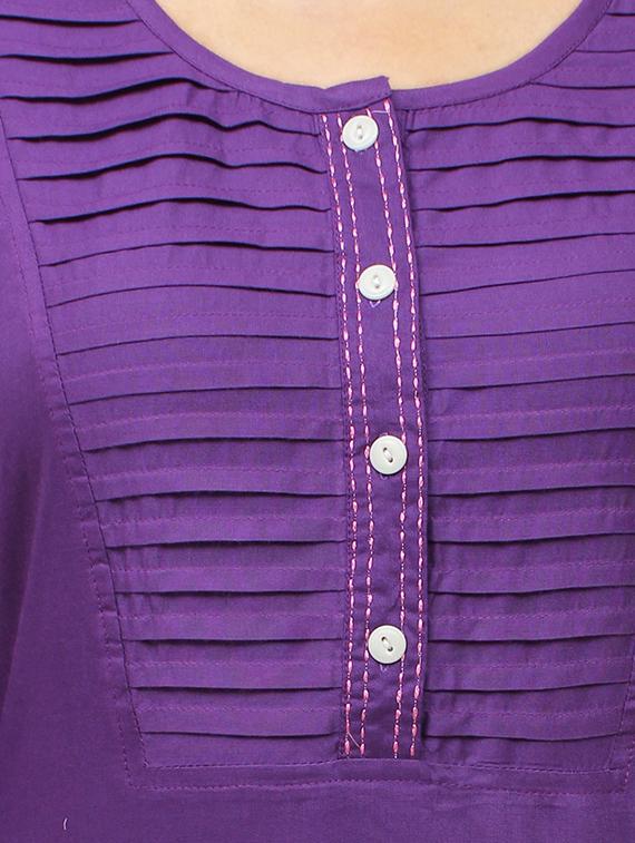 purple plain cotton kurta - 11915989 - Zoom Image - 4