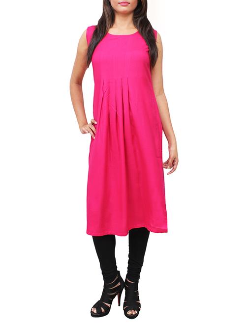 pink viscose straight kurta - 11915990 - Standard Image - 1