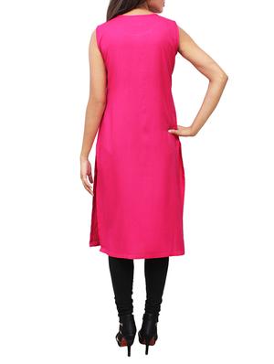 pink viscose straight kurta - 11915990 - Standard Image - 3