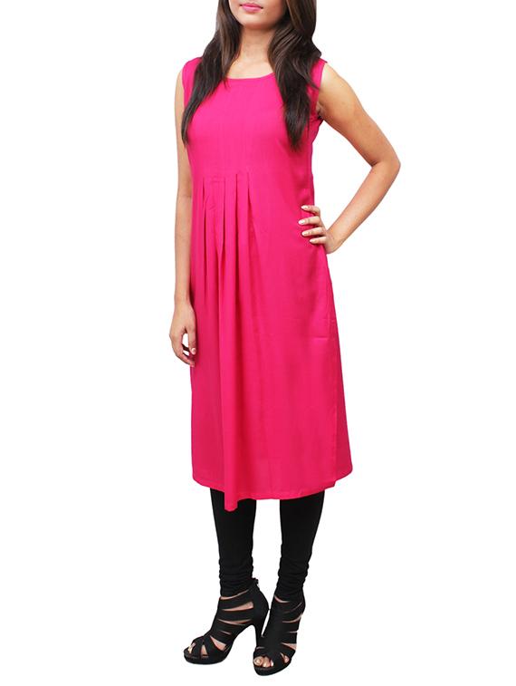 pink viscose straight kurta - 11915990 - Zoom Image - 2