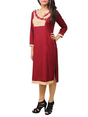 maroon viscose straight kurta - 11915993 - Standard Image - 2