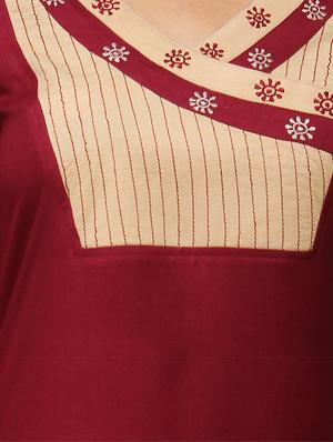 maroon viscose straight kurta - 11915993 - Standard Image - 4