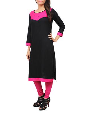 black viscose straight kurta - 11915994 - Standard Image - 2