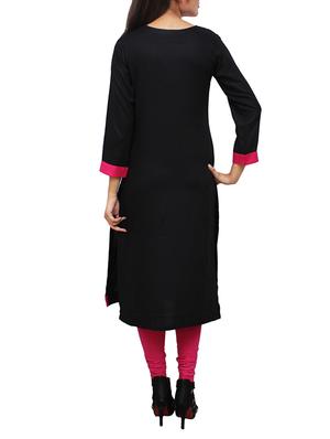 black viscose straight kurta - 11915994 - Standard Image - 3