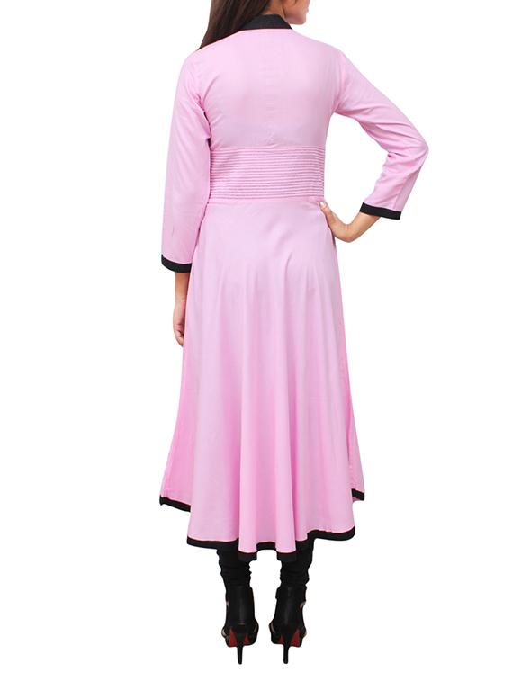 pink rayon flared kurta - 11916001 - Zoom Image - 3