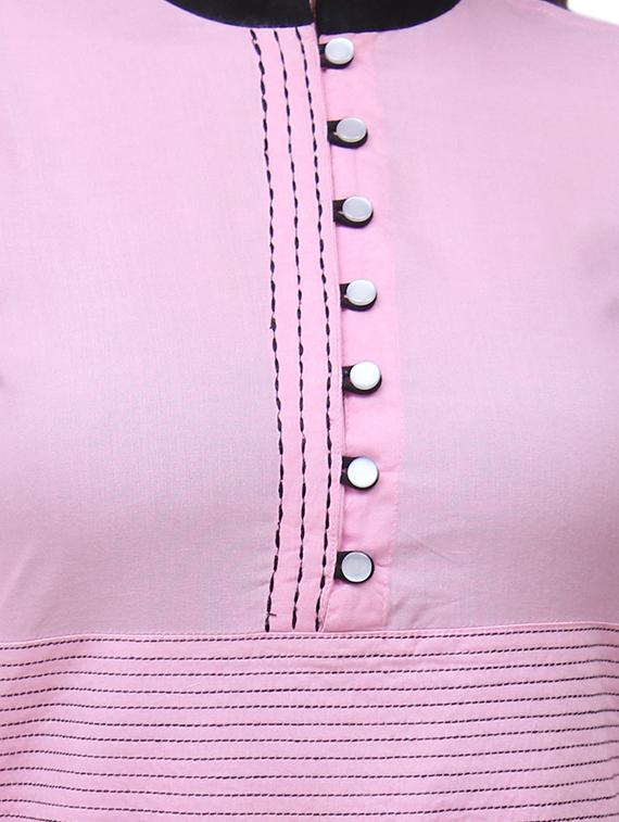 pink rayon flared kurta - 11916001 - Zoom Image - 4