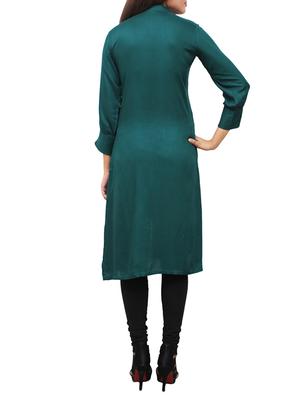 green viscose high slit kurta - 11916009 - Standard Image - 3