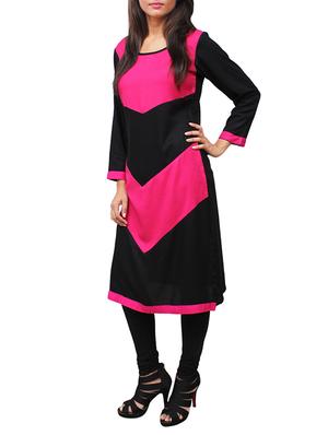 pink rayon straight kurta - 11916011 - Standard Image - 2