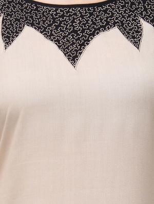 beige and black plain rayon straight kurta - 11916013 - Standard Image - 4