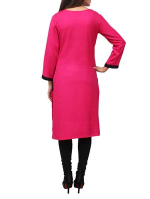 pink rayon straight kurta - 11916017 - Standard Image - 3