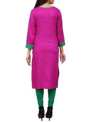 magenta rayon straight kurta - 11916022 - Standard Image - 3