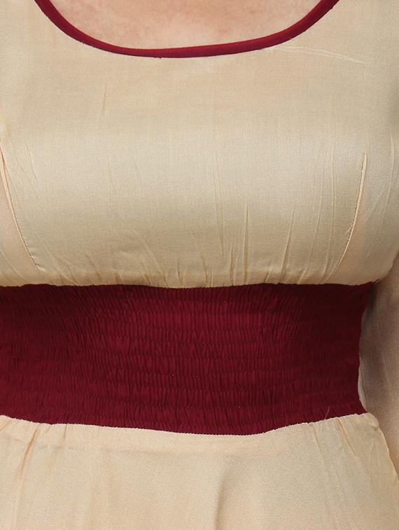 beige and maroon rayon anarkali - 11916024 - Zoom Image - 4