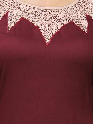 wine plain rayon straight kurta - 11916027 - Standard Image - 4