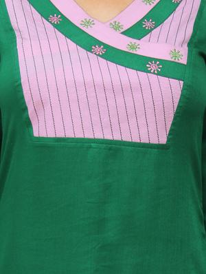 green viscose straight kurta - 11916028 - Standard Image - 4