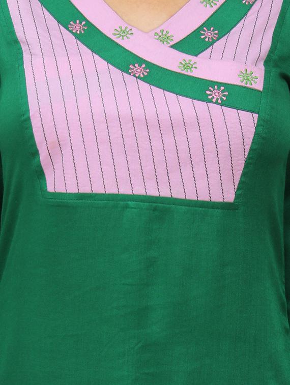 green viscose straight kurta - 11916028 - Zoom Image - 4