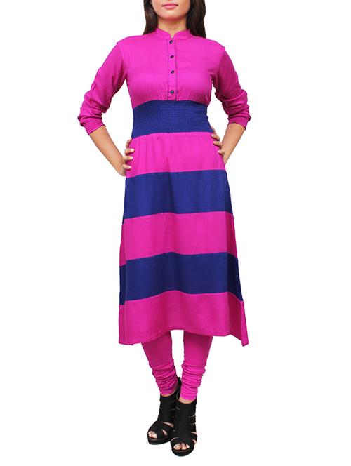 pink rayon a-line kurta - 11916047 - Standard Image - 1