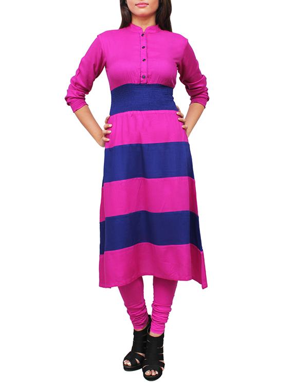 pink rayon a-line kurta - 11916047 - Zoom Image - 1