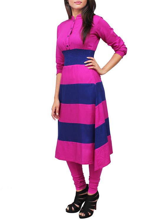 pink rayon a-line kurta - 11916047 - Zoom Image - 2