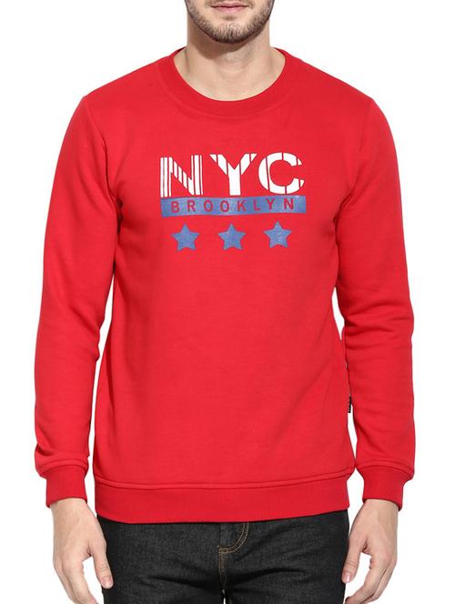 red fleece printed sweatshirt - 11919244 - Standard Image - 1