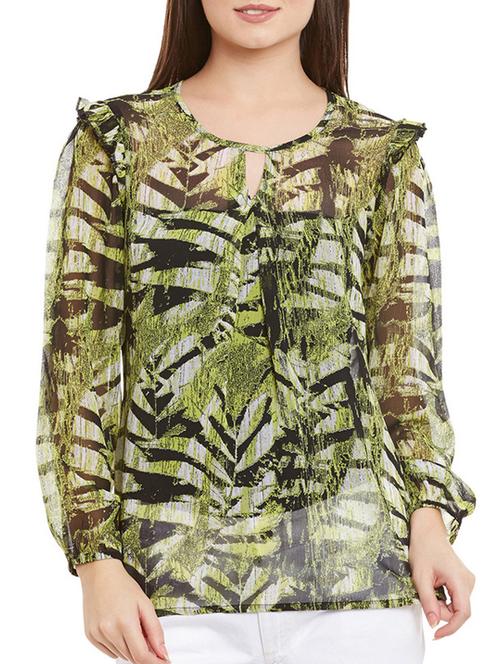 ruffle trim detail sheer top - 11920228 - Standard Image - 1