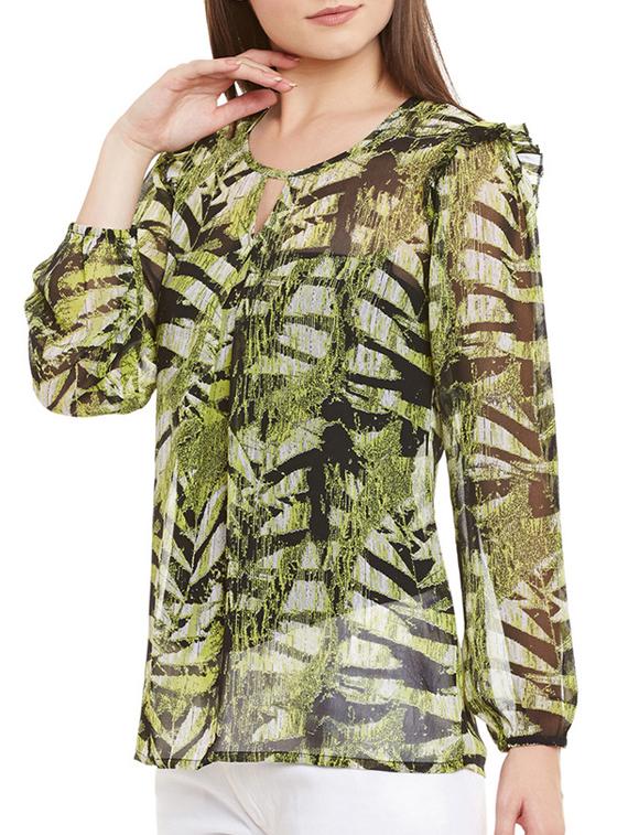 ruffle trim detail sheer top - 11920228 - Zoom Image - 2