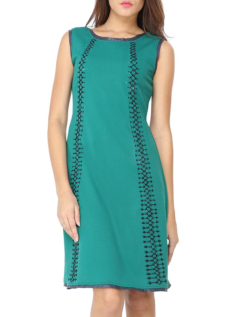green polyester aline dress - 11933239 - Zoom Image - 1