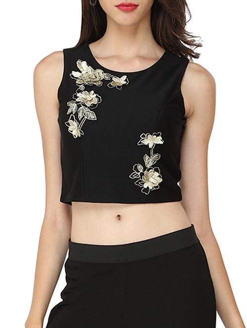 floral applique crop top - 11933262 -  Standard Image - 0