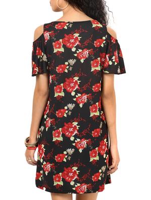cold shoulder floral sheath dress - 11934144 - Standard Image - 3