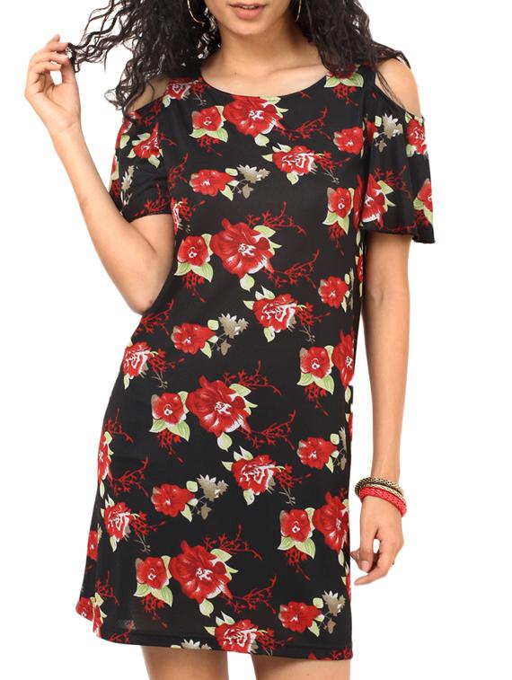 cold shoulder floral sheath dress - 11934144 - Zoom Image - 1