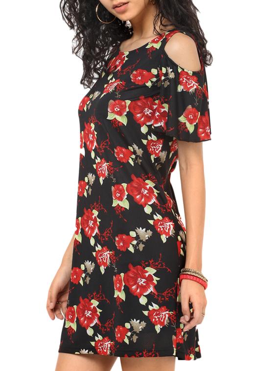 cold shoulder floral sheath dress - 11934144 - Zoom Image - 2