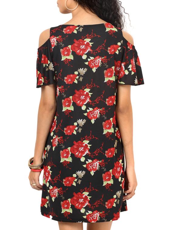 cold shoulder floral sheath dress - 11934144 - Zoom Image - 3