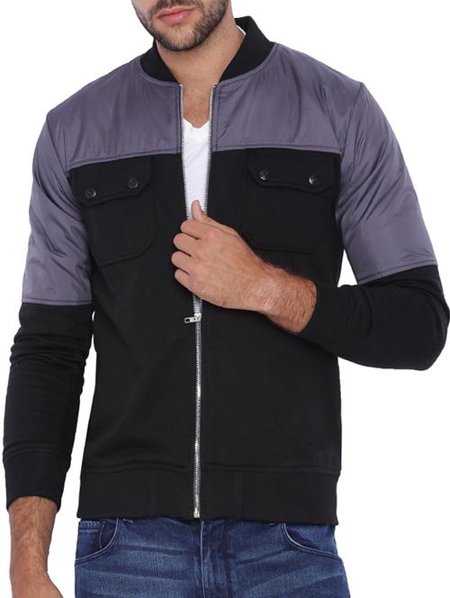 black color block casual jacket - 11940755 - Standard Image - 1