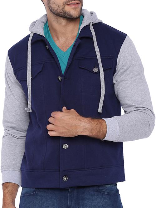 blue cotton casual jacket - 11940767 - Standard Image - 1