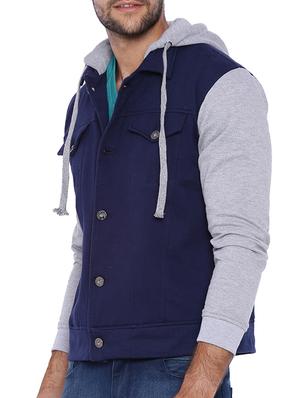 blue cotton casual jacket - 11940767 - Standard Image - 2