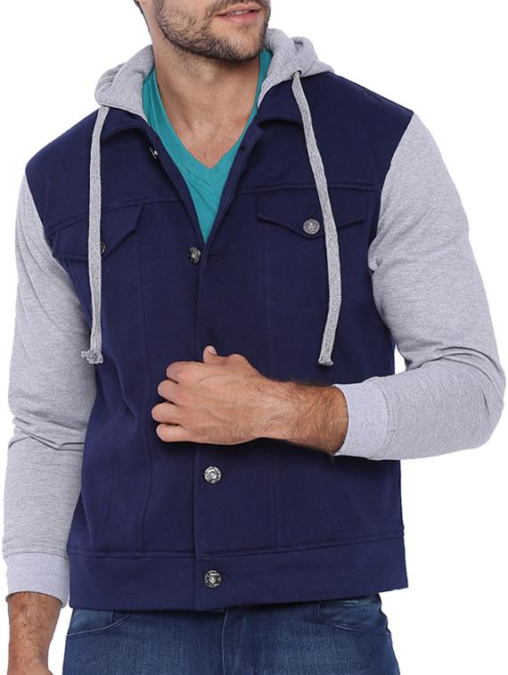 blue cotton casual jacket - 11940767 - Zoom Image - 1