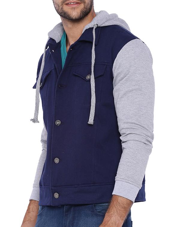 blue cotton casual jacket - 11940767 - Zoom Image - 2