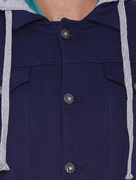 blue cotton casual jacket - 11940767 - Zoom Image - 4
