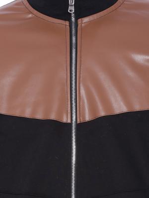 black color block cut & sew casual jacket - 11940776 - Standard Image - 4