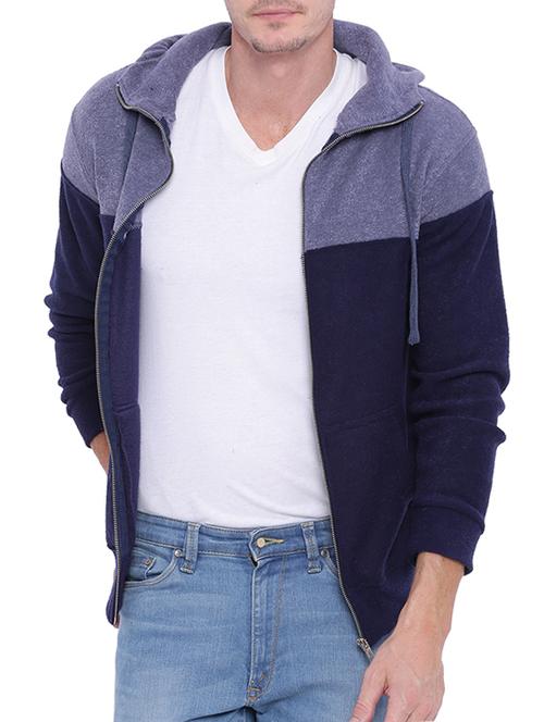 blue colour block cotton sweatshirt - 11940785 - Standard Image - 1