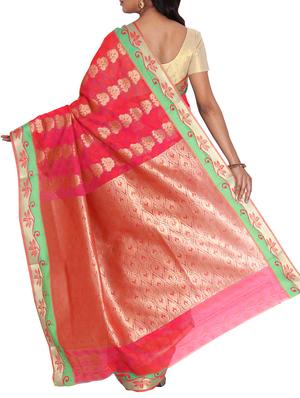 pink silk woven saree with blouse - 11943592 - Standard Image - 2