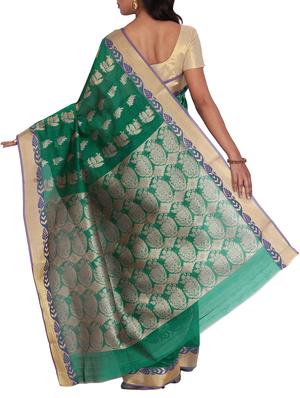 green silk saree with blouse - 11943596 - Standard Image - 2