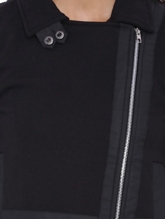 solid black cotton side zipper jacket - 11943901 - Zoom Image - 4