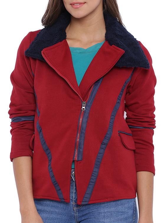 red cotton zipper jacket - 11943908 - Zoom Image - 1