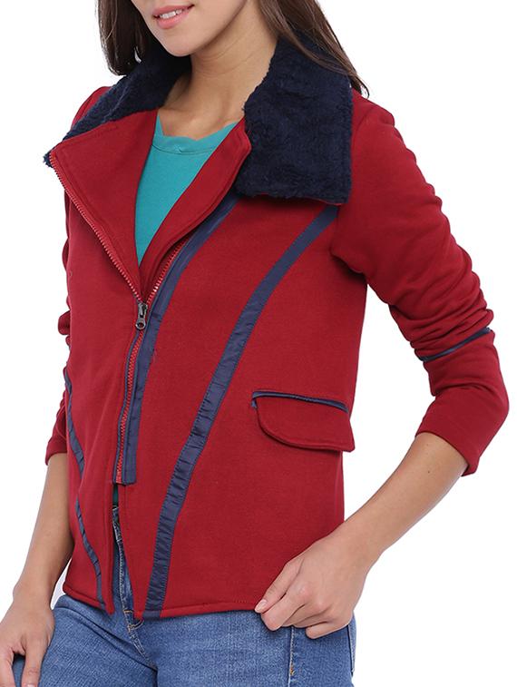 red cotton zipper jacket - 11943908 - Zoom Image - 2