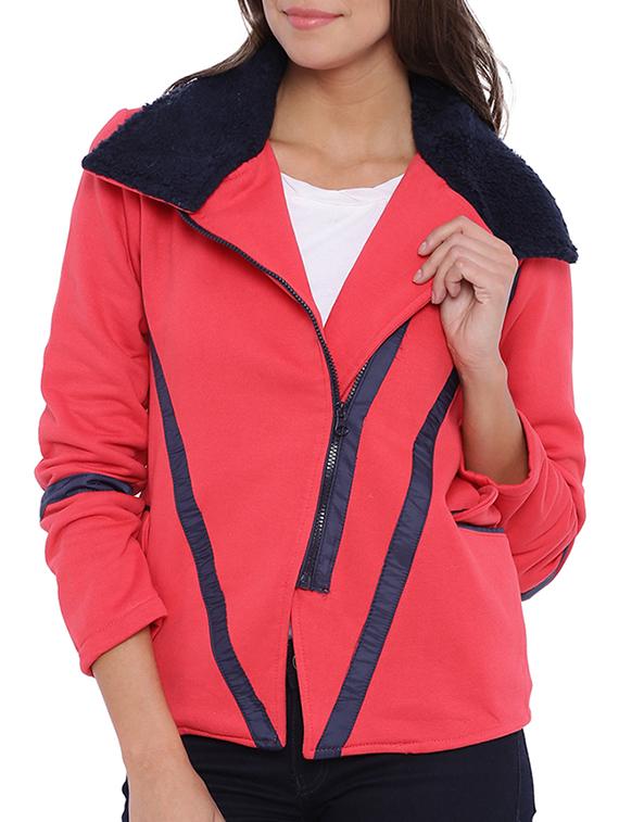 pink cotton zipper jacket