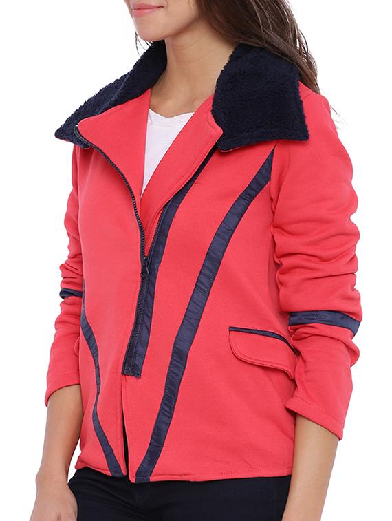 pink cotton zipper jacket - 11943910 - Zoom Image - 2