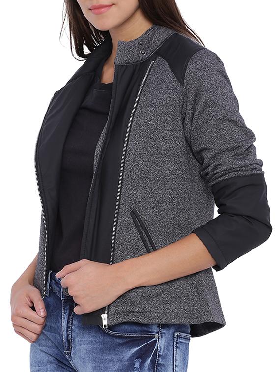 grey cotton zipper jacket - 11943911 - Zoom Image - 2