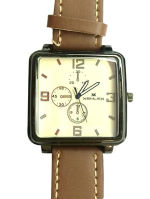 brown color, leather chronograph watch - 11949120 - Standard Image - 2