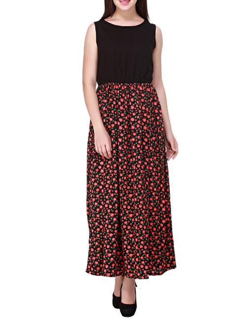 black floral printed viscose maxi dress - 11949660 - Standard Image - 1